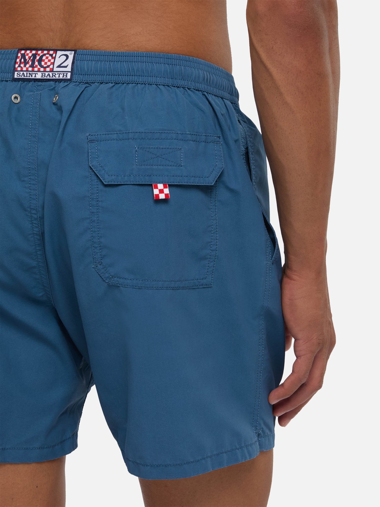 Patmos-Badeshorts in Navy blue mit Used-Effekt und Logostickerei 