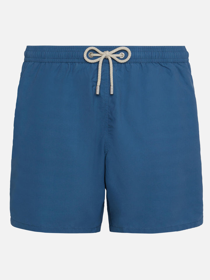 Vintage staubblaue mittellange Badeshorts Patmos Used