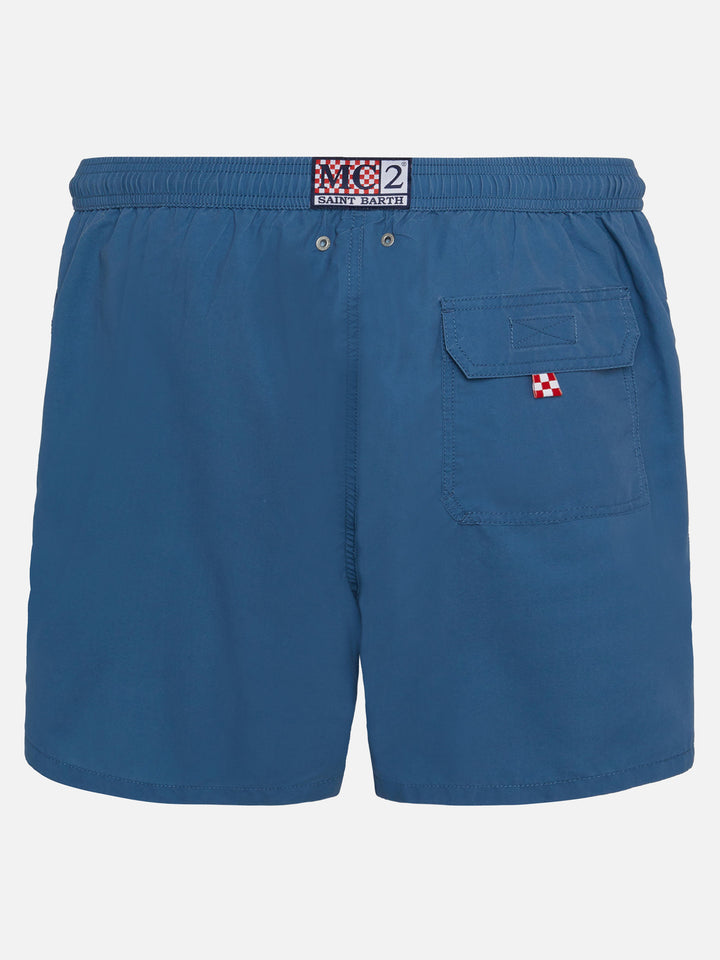 Vintage staubblaue mittellange Badeshorts Patmos Used