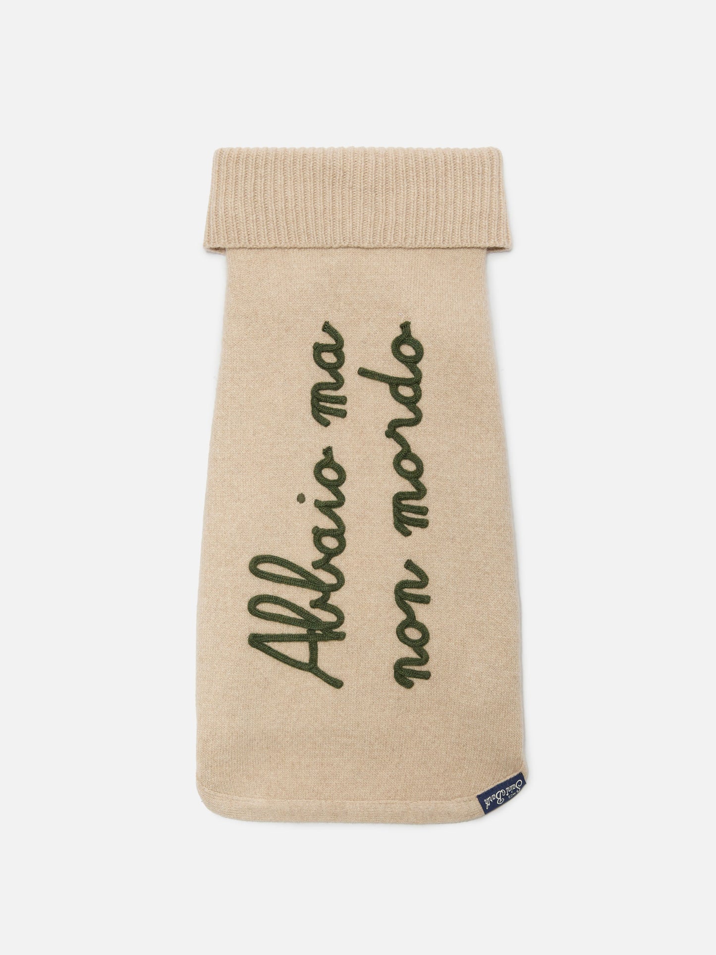 Dog sweater with Abbaio ma non mordo embroidery