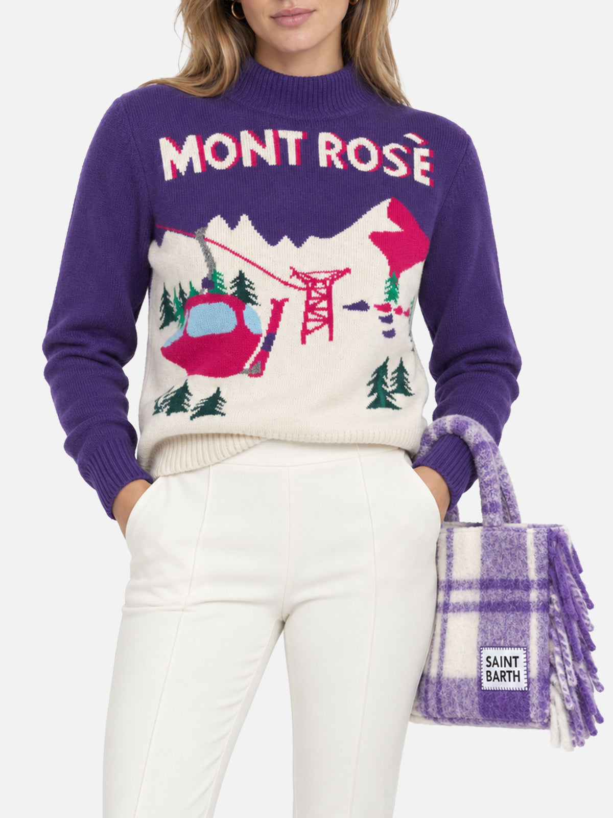 Suéter Peak purple con postal Mont Rosè 