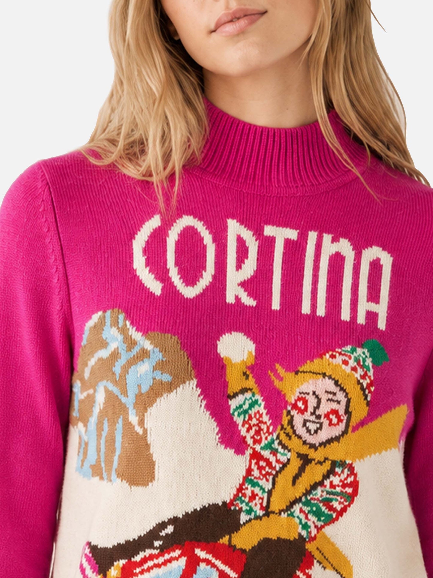 Fuchsia Peak Pullover mit Cortina-Print 