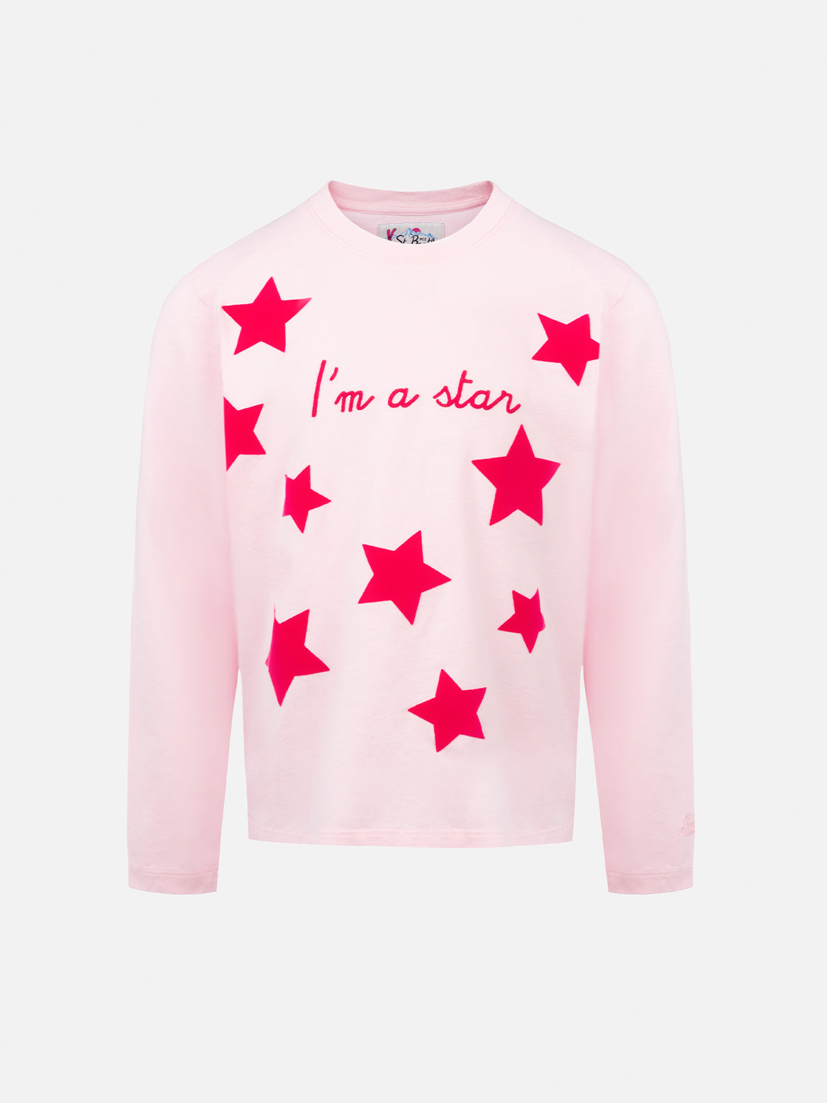 Girl pink long-sleeve t-shirt Penny with I'm a star embroidery - MC2 Saint Barth