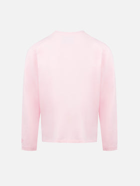 Girl pink long-sleeve t-shirt Penny with I'm a star embroidery - MC2 Saint Barth