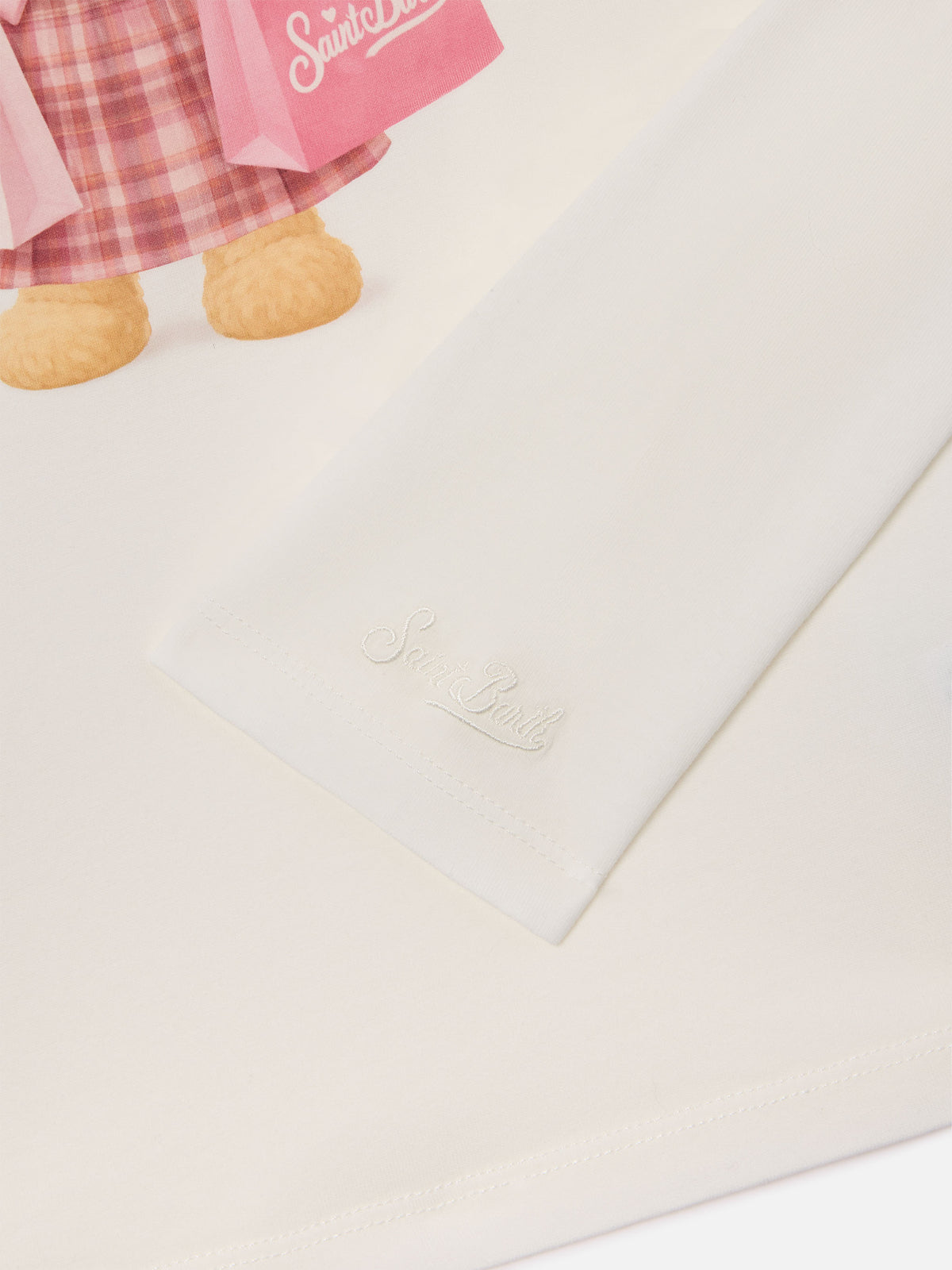 White Penny organic cotton long sleeve t-shirt with teddy bear print