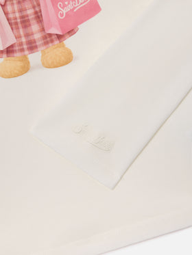 White Penny organic cotton long sleeve t-shirt with teddy bear print