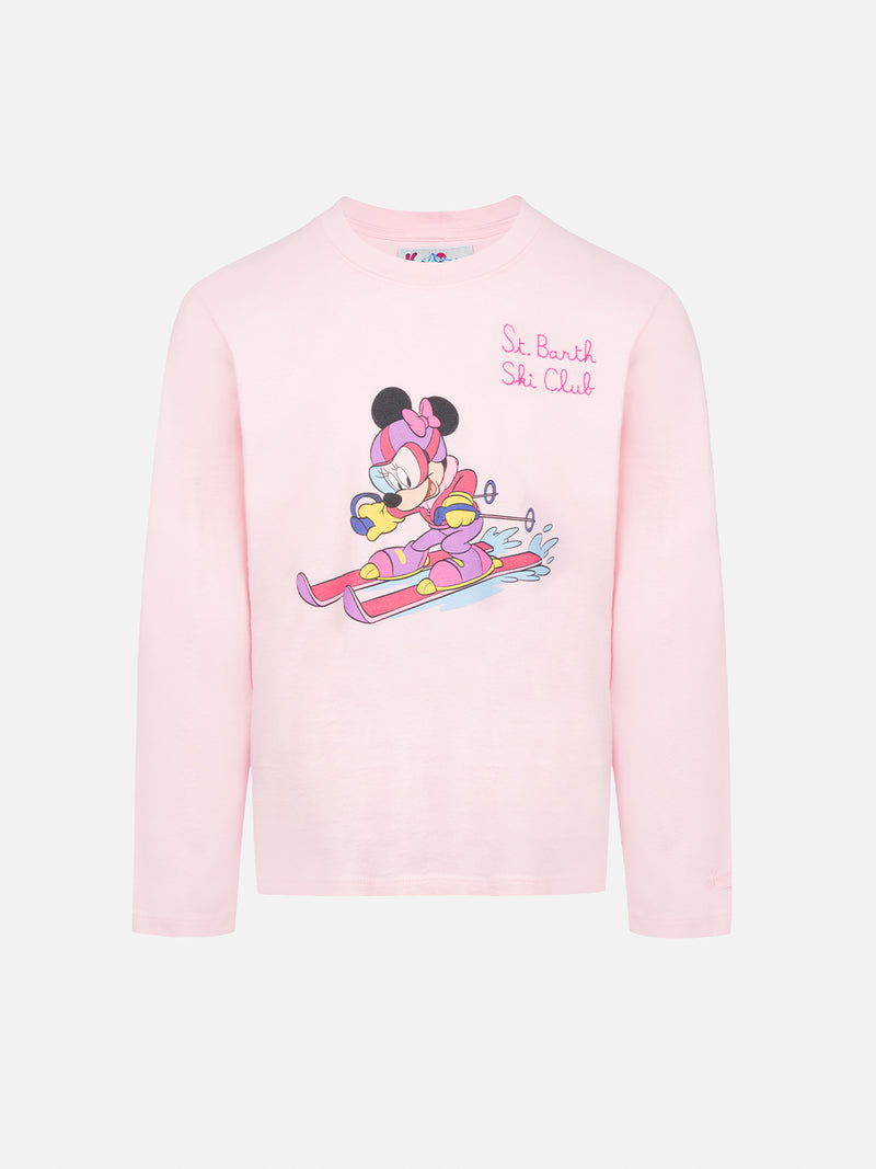 Maniche Lunghe Magliette Minnie Bimba T-shirt Rosa A Maniche