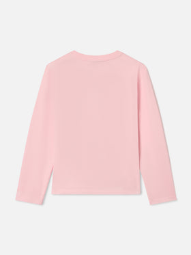 Rosa Pink Penny Langarm-T-Shirt aus Baumwolle mit Dad's Favourite Flockprint 