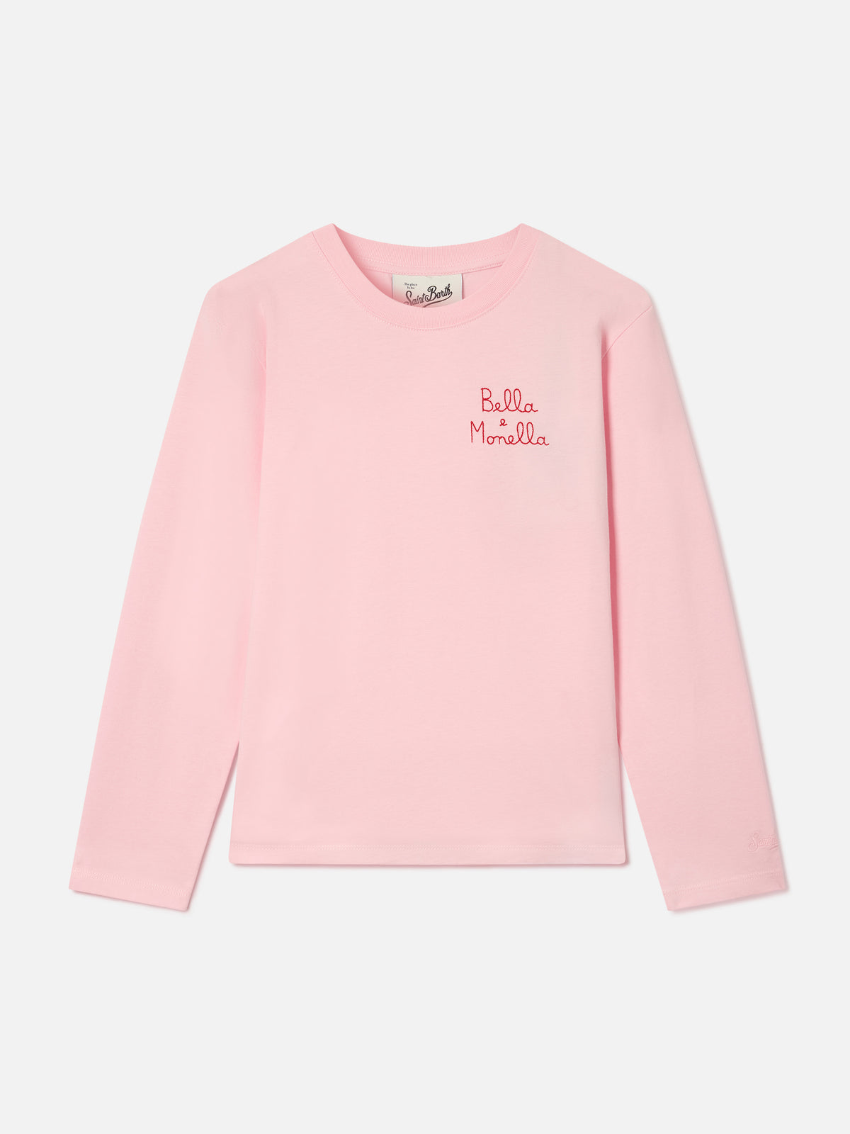 Langärmliges T-Shirt aus Baumwolle Pink Penny mit Bella E Monella-Stickerei 