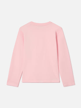 Langärmliges T-Shirt aus Baumwolle Pink Penny mit Bella E Monella-Stickerei 
