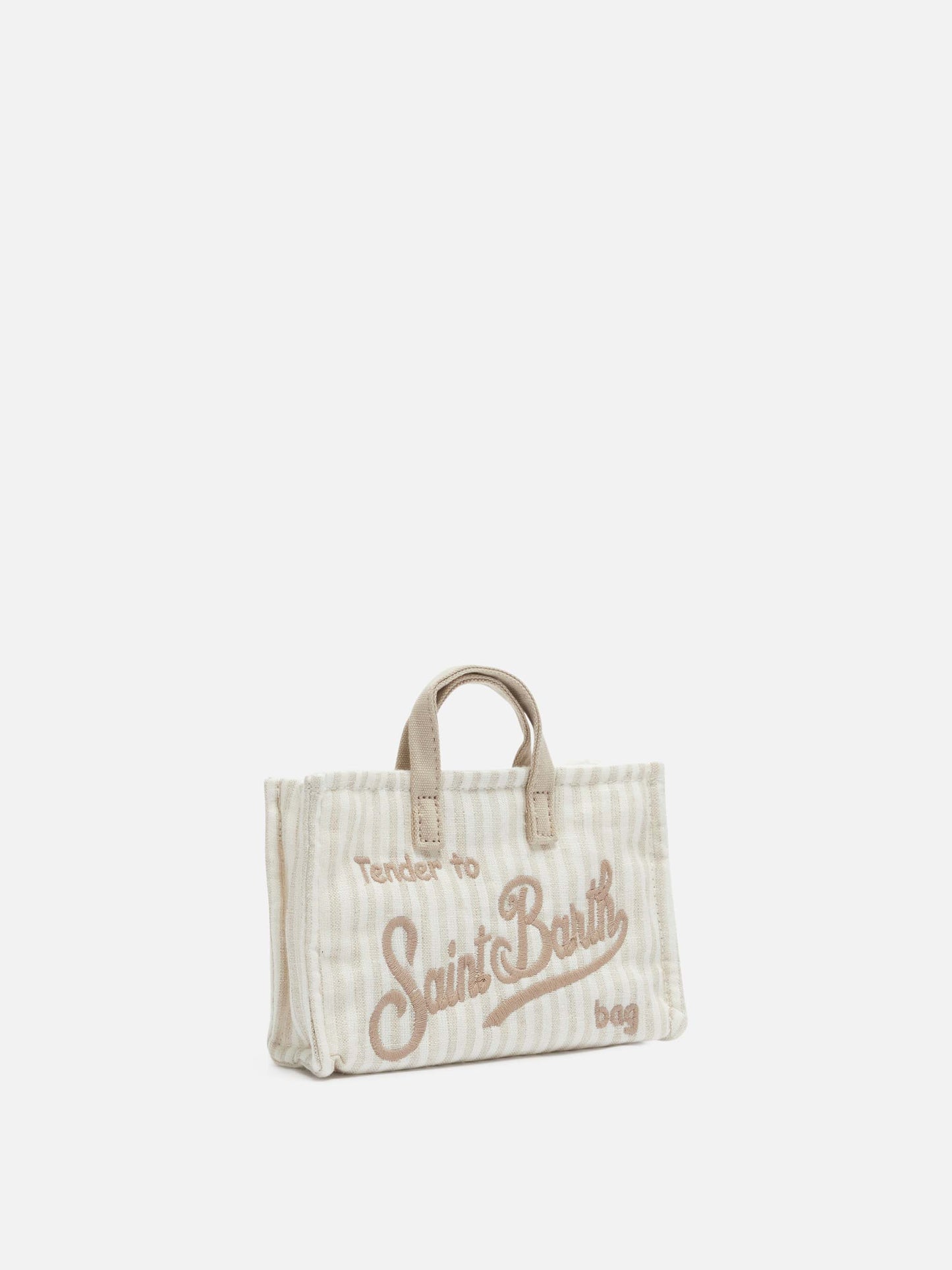 Linen Phone Bag with beige striped print - MC2 Saint Barth