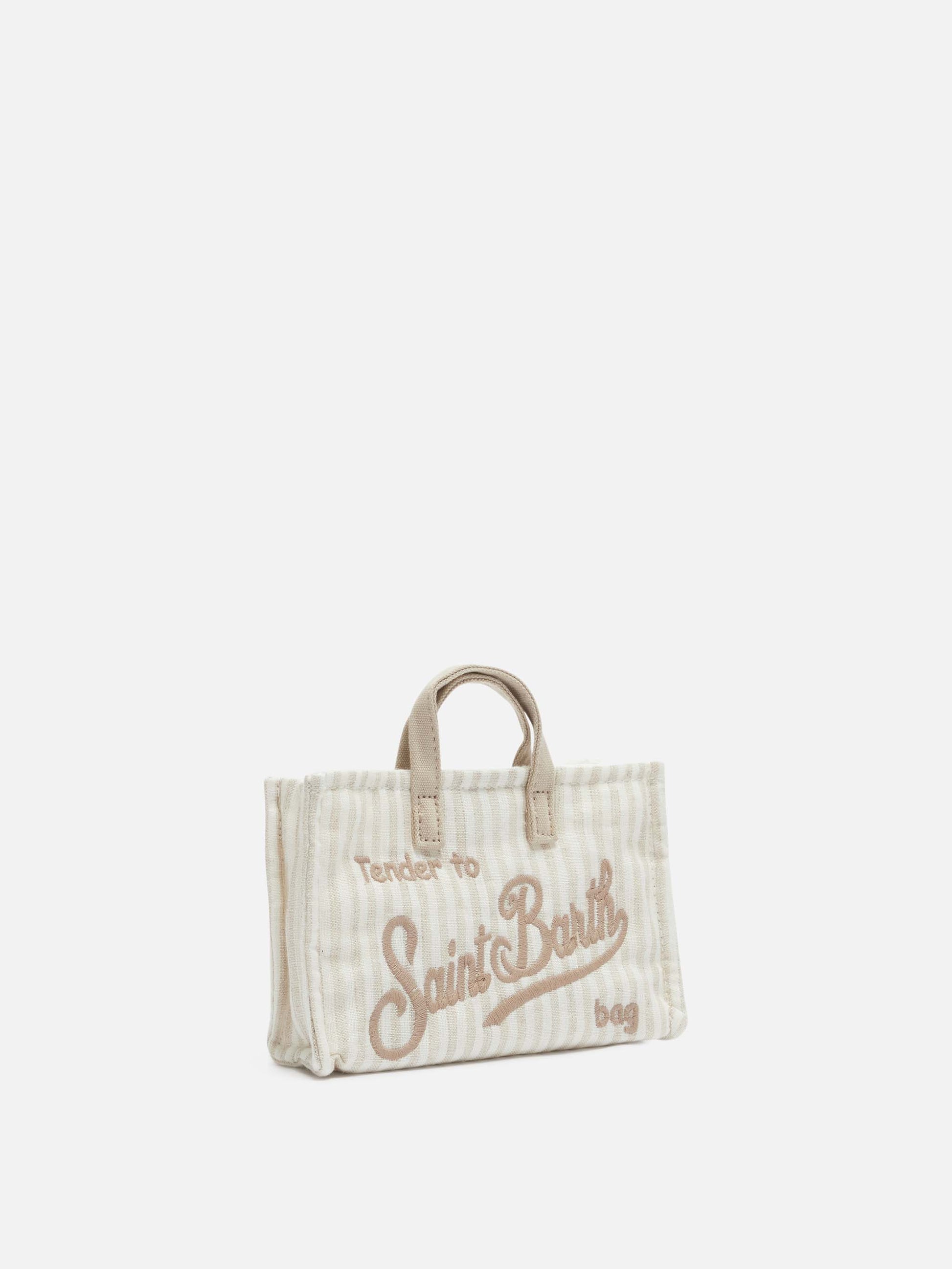 Linen Phone Bag with beige striped print - MC2 Saint Barth