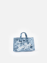 Light blue chenille Phone Bag with Saint Barth logo embroidery