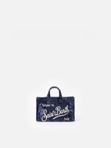 Borsa per telefono in ciniglia blu navy con ricamo del logo Saint Barth