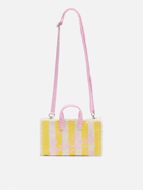Cotton canvas Phone Bag with yellow striped print - MC2 Saint Barth