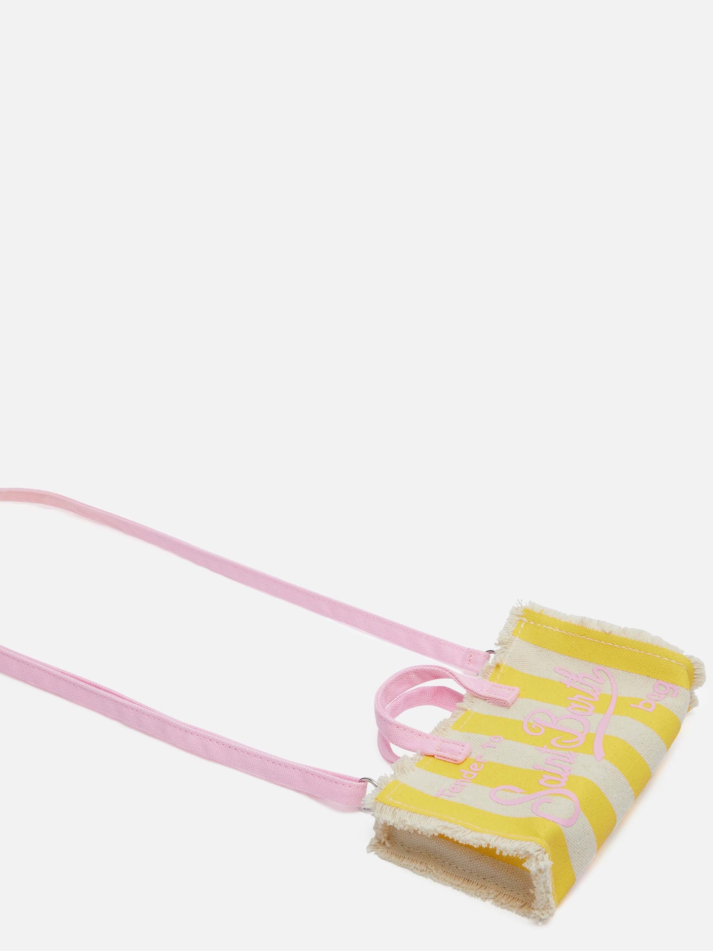 Cotton canvas Phone Bag with yellow striped print - MC2 Saint Barth