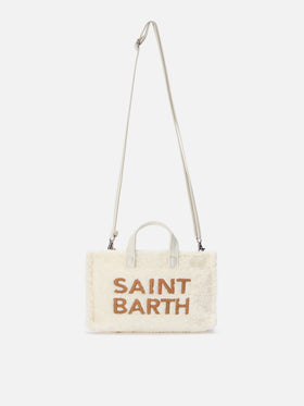 Off white Handy-Tasche aus Teddy-Stoff mit Logo-Stickerei 