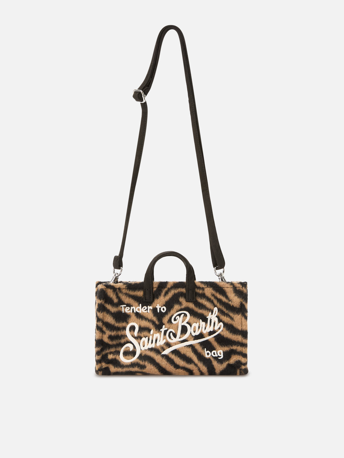 Phone Bag aus Filz mit Zebra-Print 