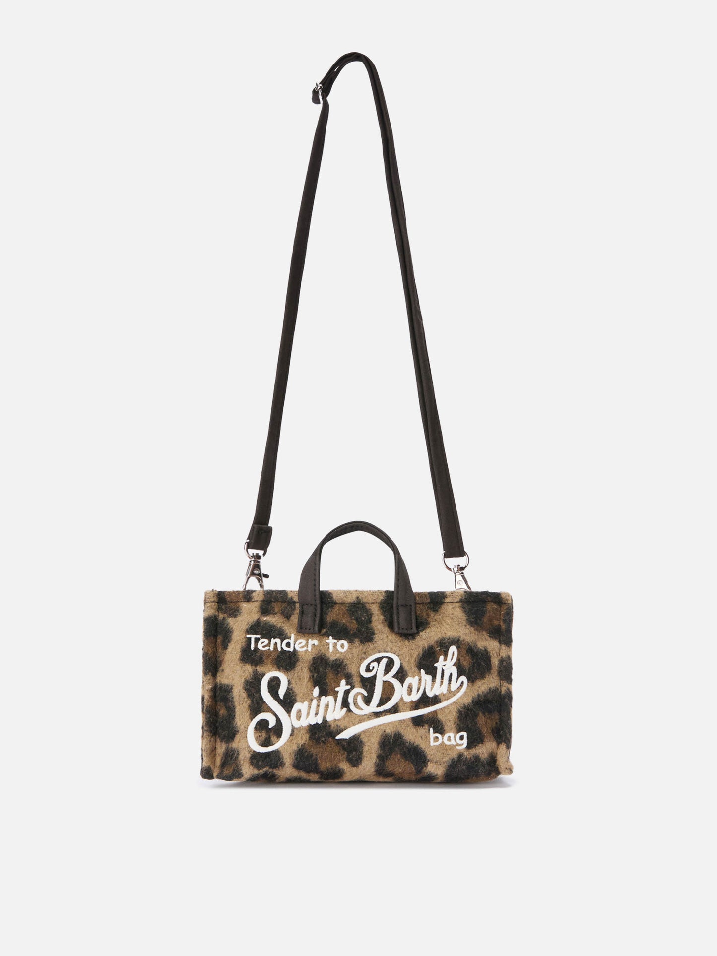 Mini Phone Bag Felt in leopard-print wool blend