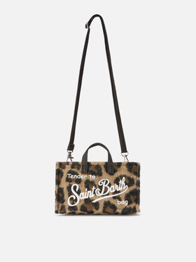 Mini Phone Bag Felt in leopard-print wool blend