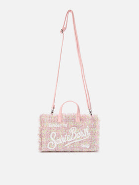 Rosa Phone Bag aus Tweed mit Logo-Stickerei 