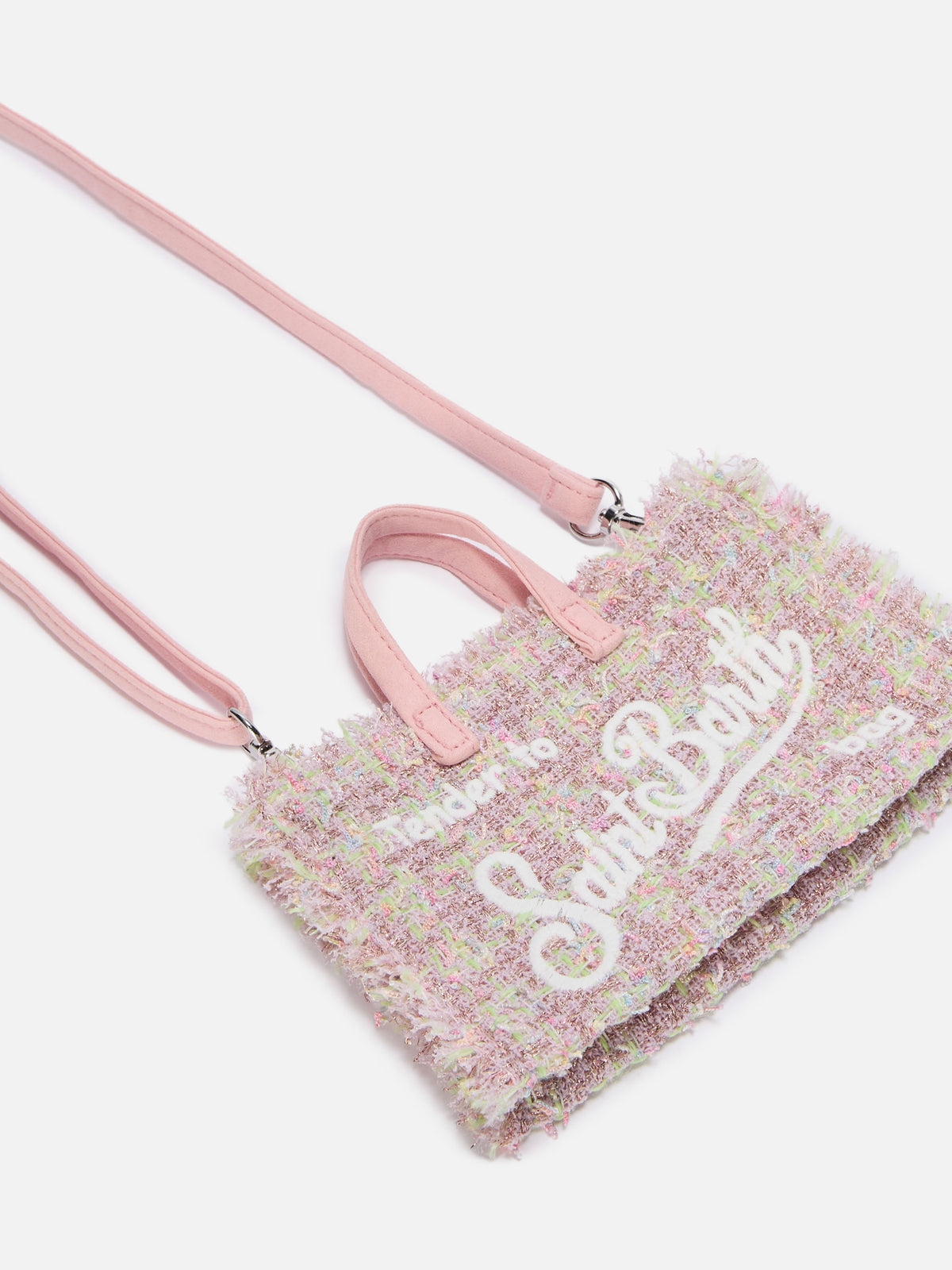 Rosa Phone Bag aus Tweed mit Logo-Stickerei 