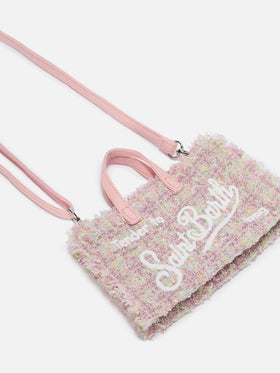 Rosa Phone Bag aus Tweed mit Logo-Stickerei 