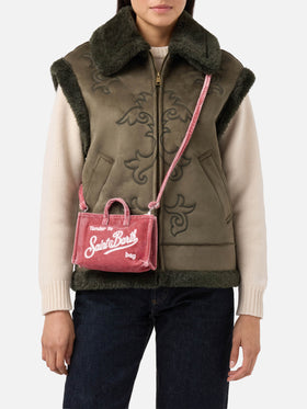 Mini borsa porta telefono Phone Bag Velvet in velluto rosa