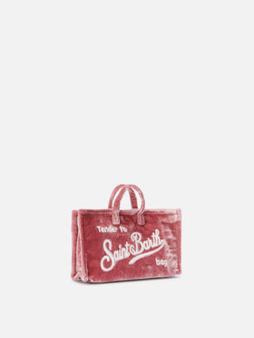 Rosa Phone Bag aus Samt mit Logostickerei 