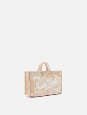 Beige Phone Bag aus Samt mit Logostickerei 