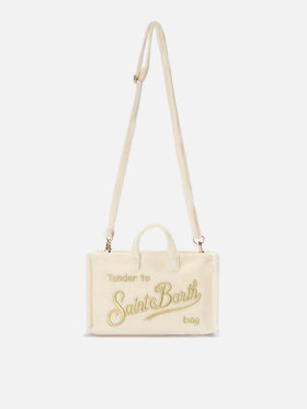 Off white Handytasche aus Samt mit Logostickerei 