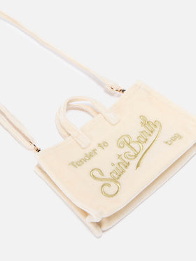 Off white Handytasche aus Samt mit Logostickerei 