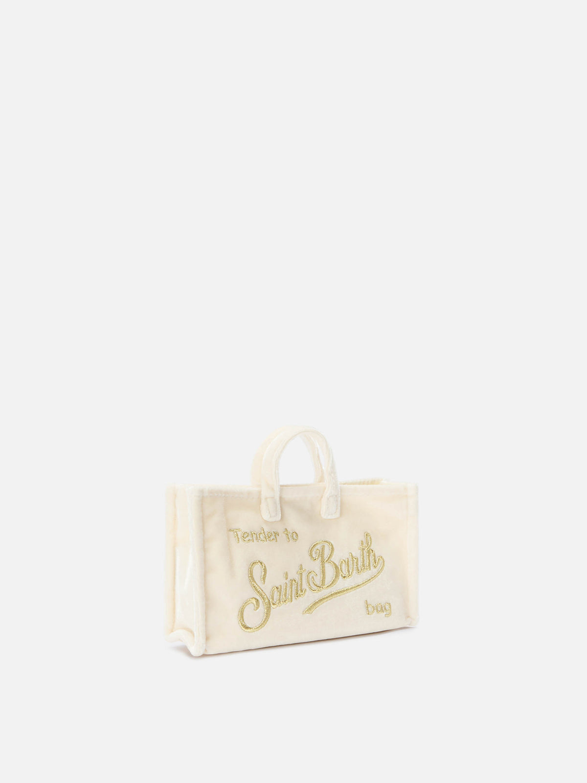 Off white Handytasche aus Samt mit Logostickerei 