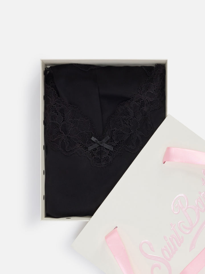 Ensemble top Pilar noir et short avec dentelle 
