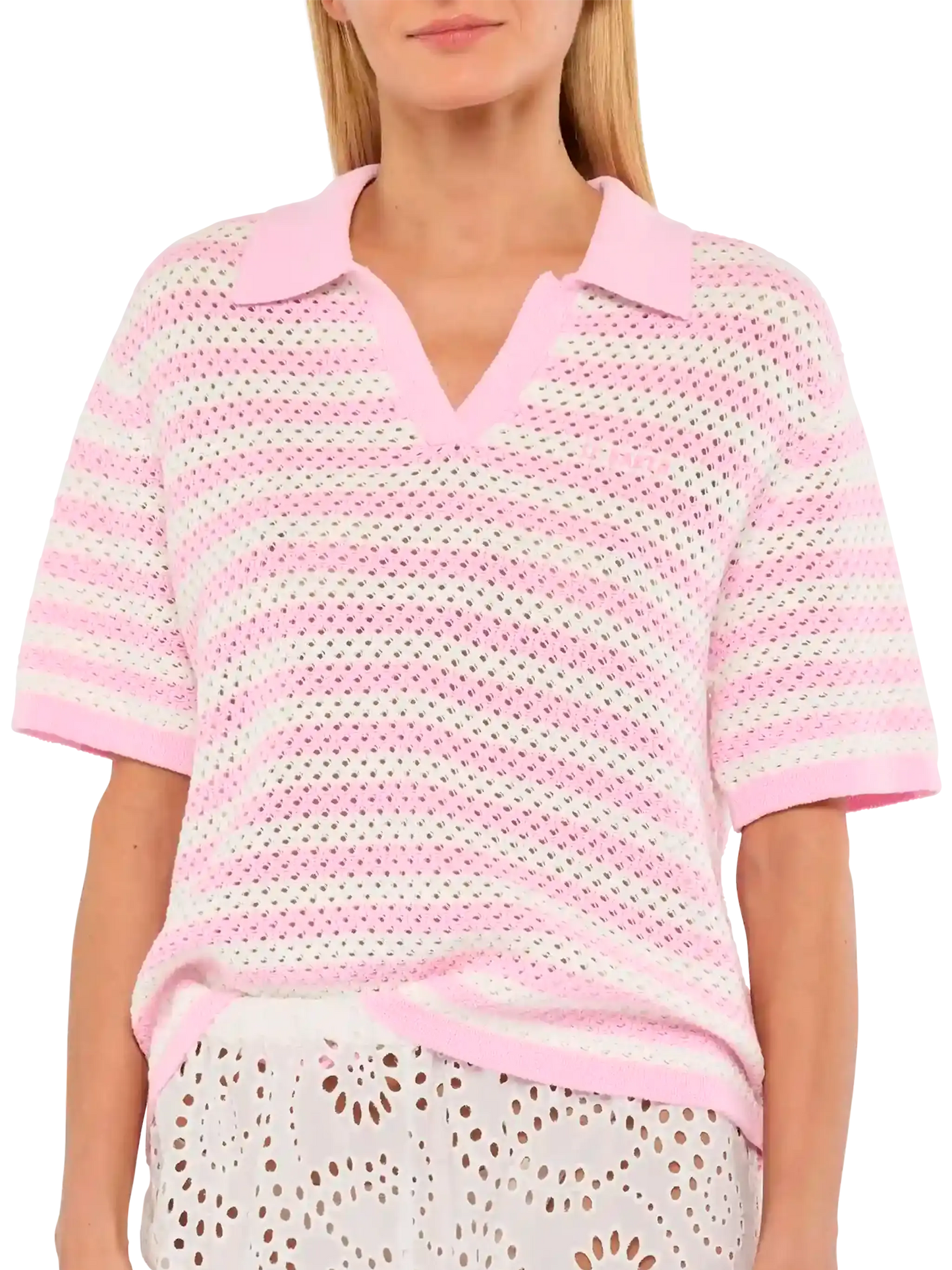 Pixie pink striped knit polo - MC2 Saint Barth