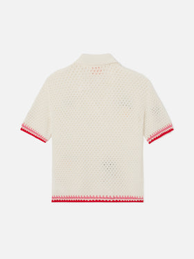 Polo Pixie Jr in misto cotone bianca con patch ricamate