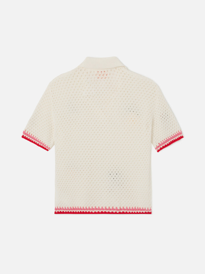 Polo Pixie Jr in misto cotone bianca con patch ricamate