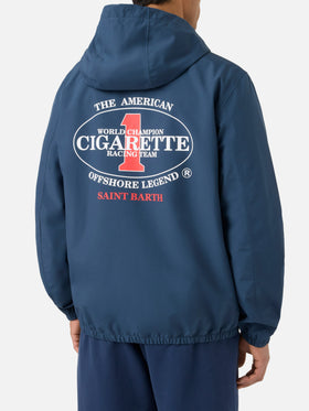 Giacca Pilot blu navy in tessuto tecnico con stampa Cigarette | Special Edition