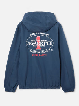 Giacca Pilot blu navy in tessuto tecnico con stampa Cigarette | Special Edition