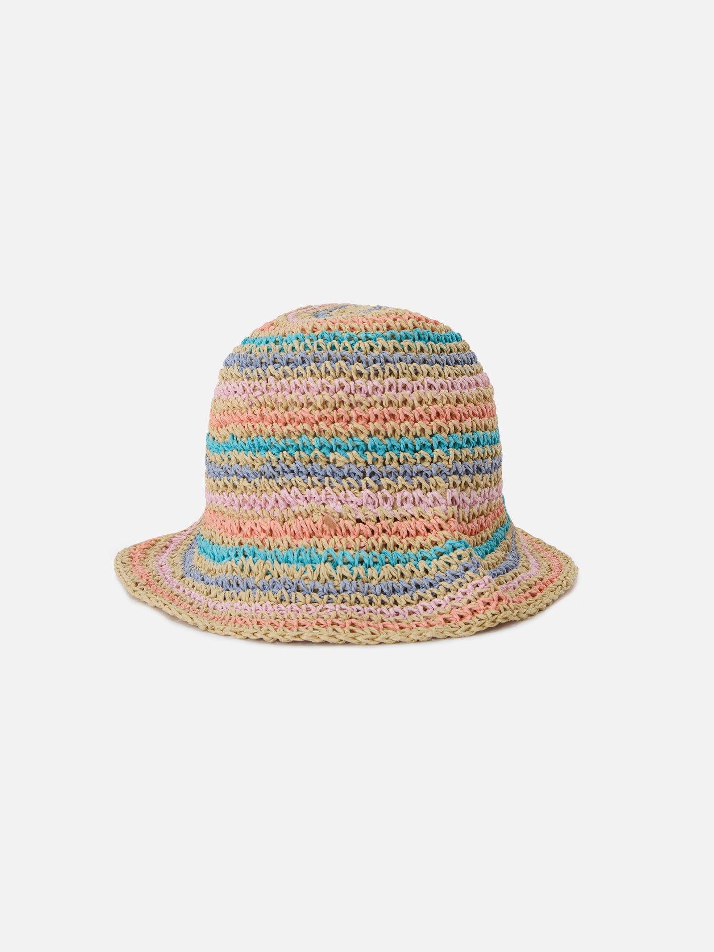 Cappellino Polly bucket hat a righe multicolor con logo ricamato