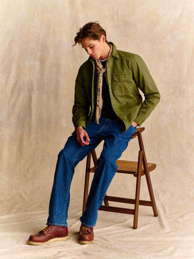 Green Pioneer cotton herringbone shirt with back Snoopy print | Special edition