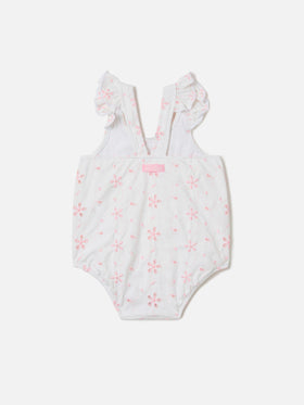 Pinkie one-piece swimsuit in embroidered sangallo