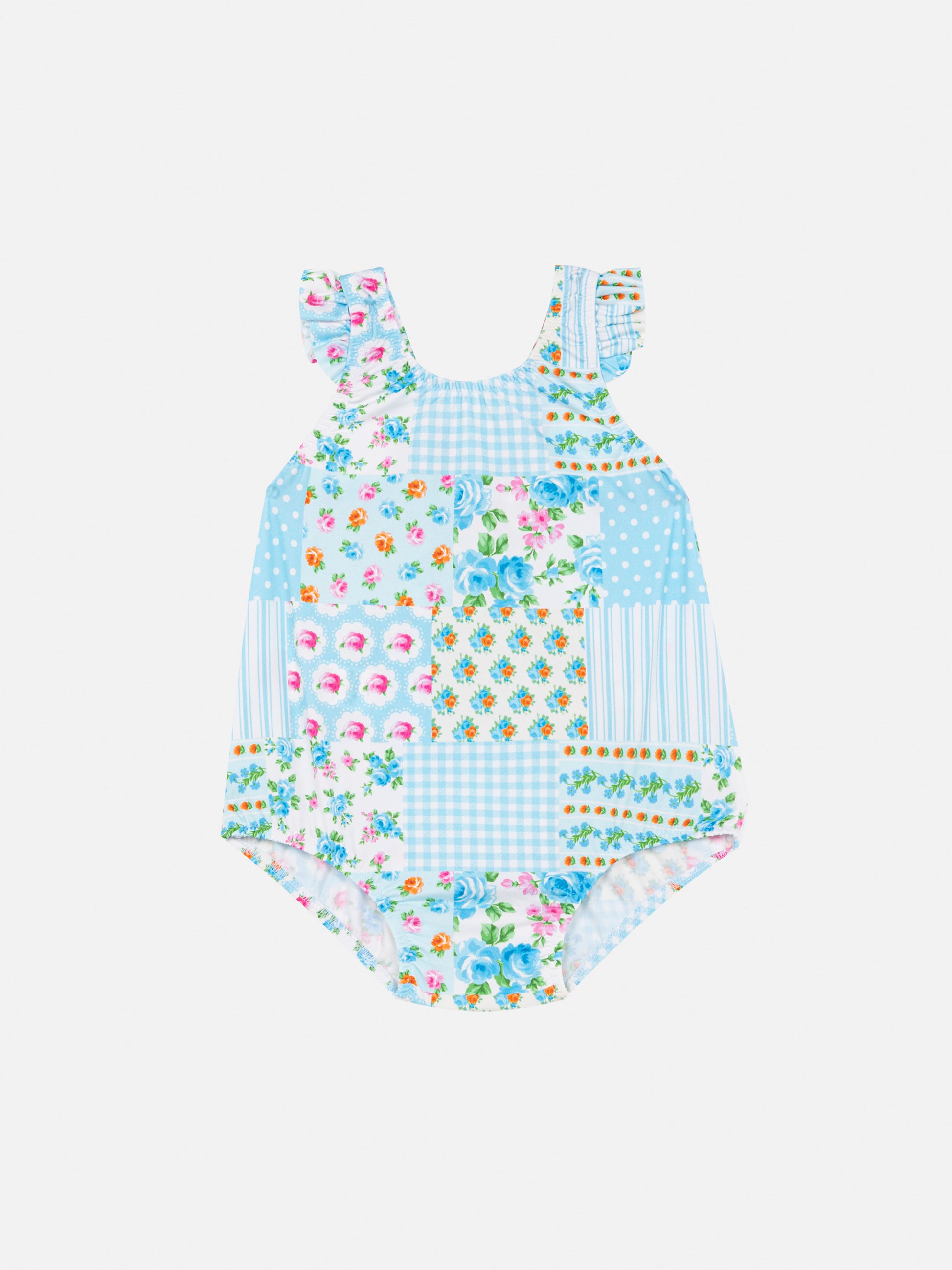 Pinkie newborn ruffled one-piece swimsuit with floral print - MC2 Saint Barth