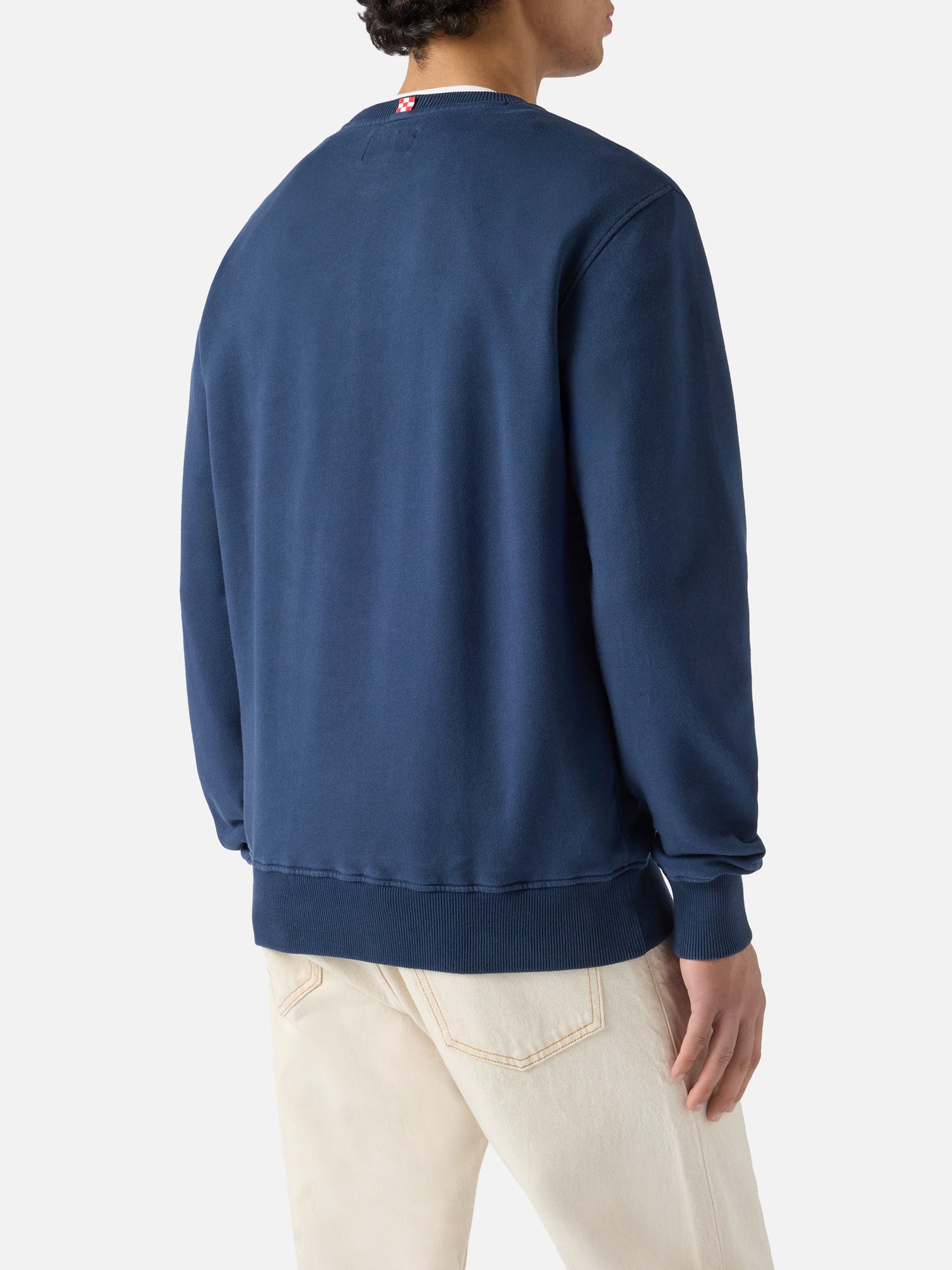 Navy blue Ponza cotton sweatshirt with Sport Club raised terry-effect logo