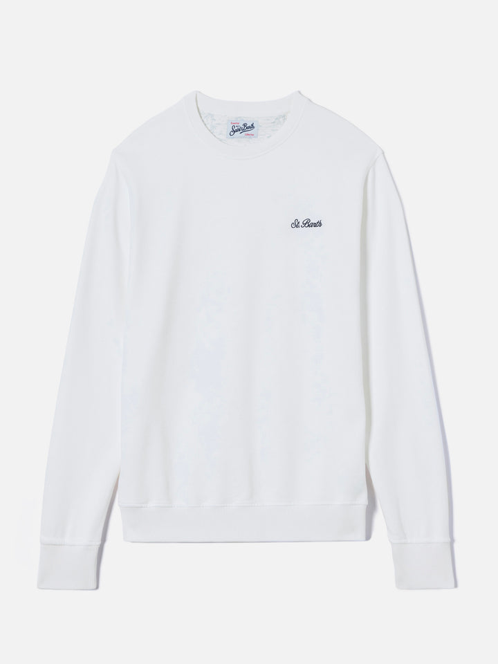White Ponza sweatshirt with contrasting St. Barth embroidery