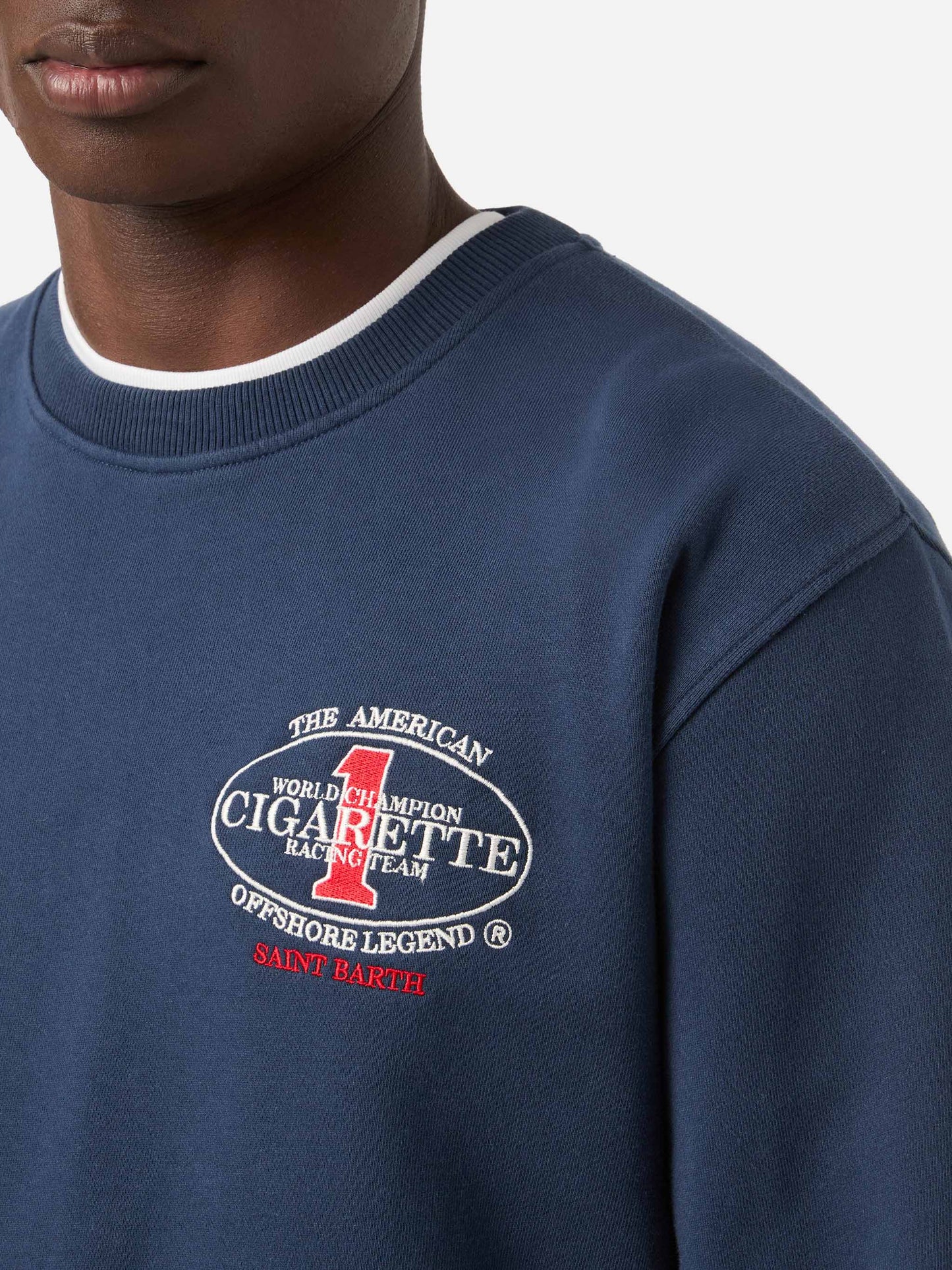 Felpa Ponza girocollo blu navy con stampa Cigarette | Special Edition