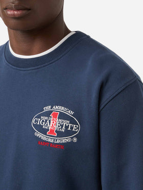 Felpa Ponza girocollo blu navy con stampa Cigarette | Special Edition
