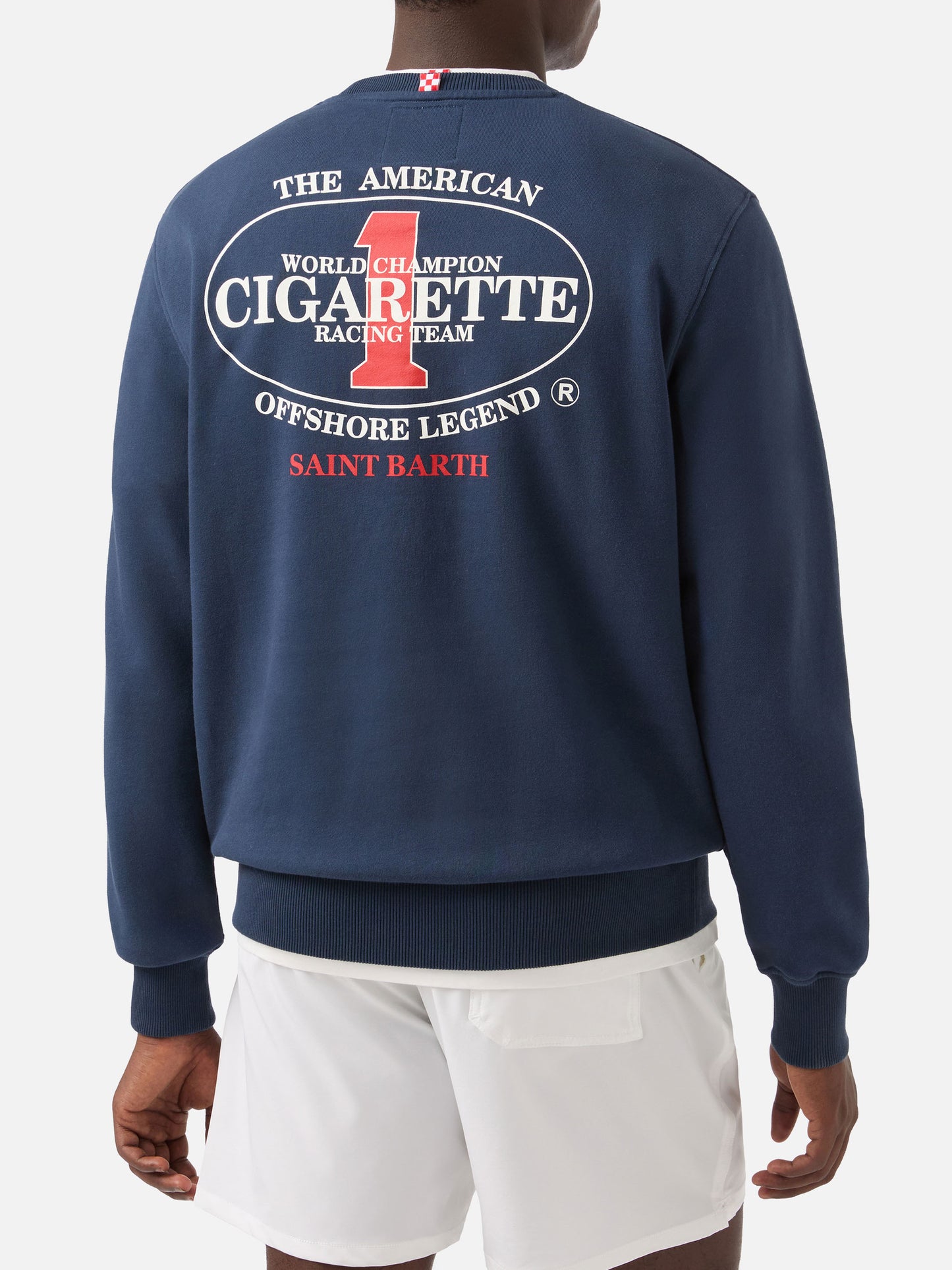 Felpa Ponza girocollo blu navy con stampa Cigarette | Special Edition
