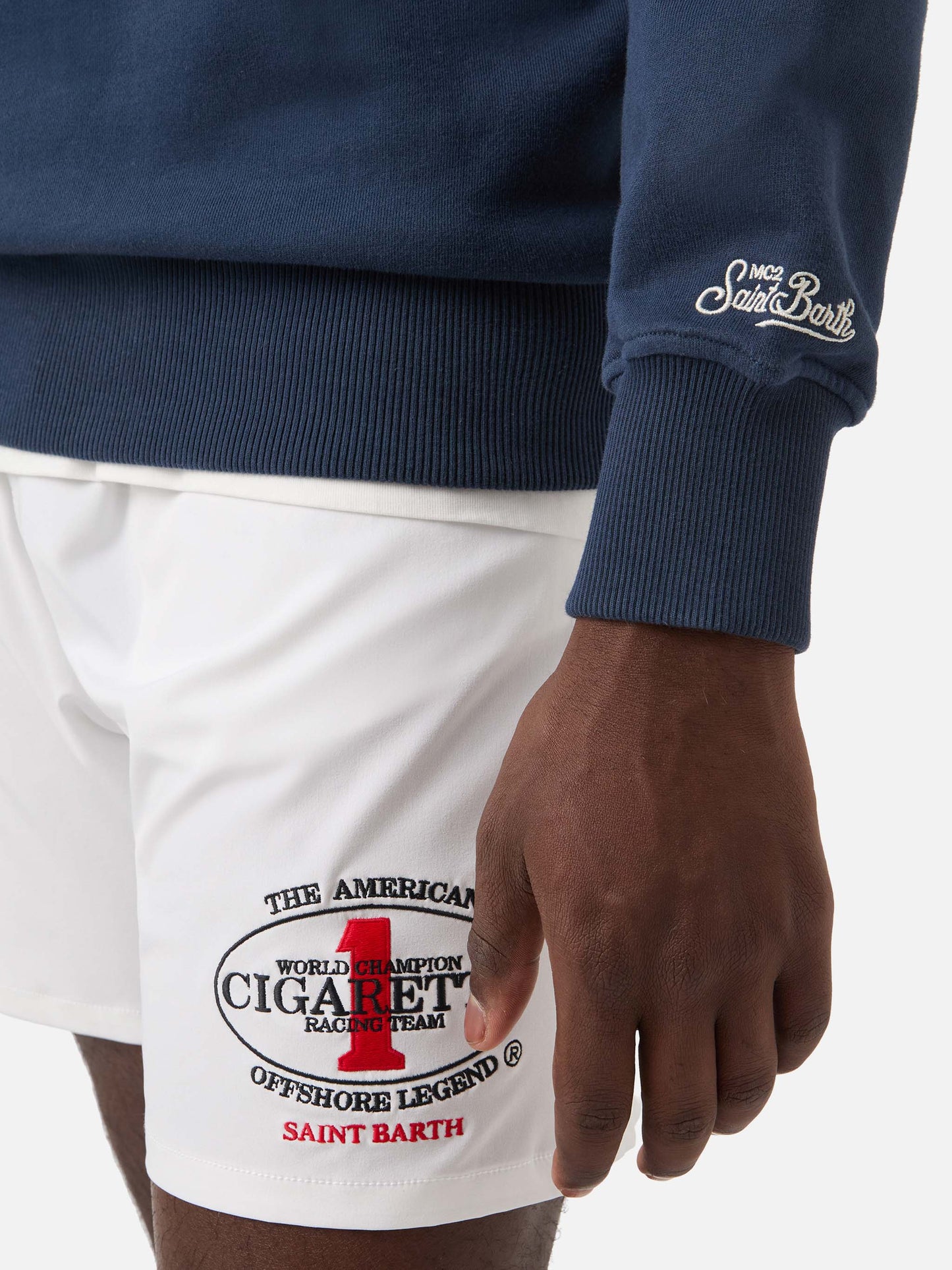 Felpa Ponza girocollo blu navy con stampa Cigarette | Special Edition
