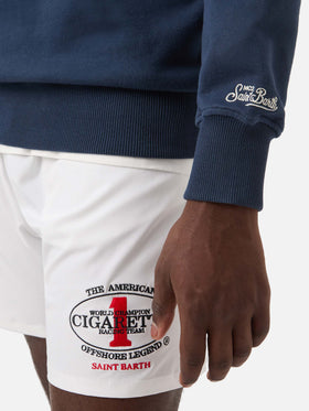 Felpa Ponza girocollo blu navy con stampa Cigarette | Special Edition